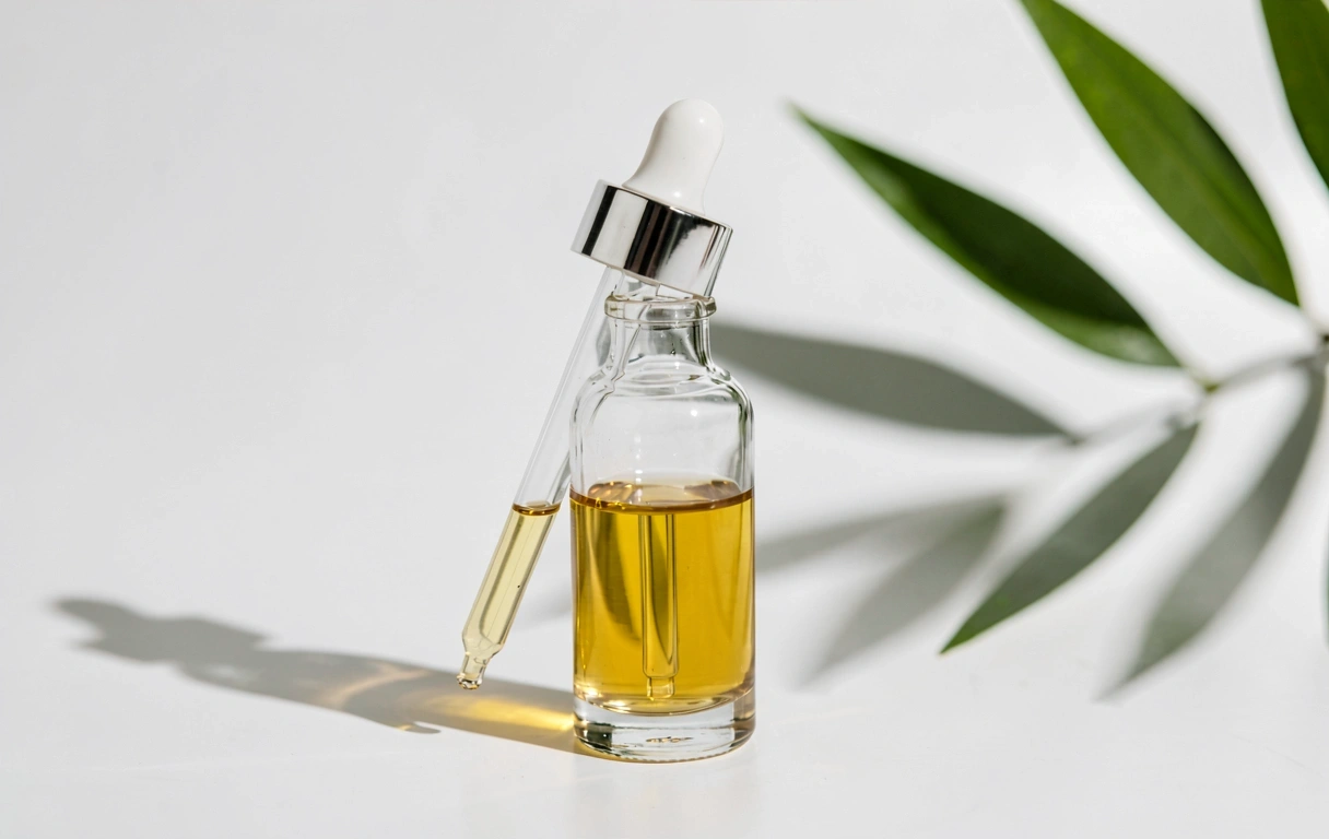 Üvegpipetta aranybarna olajjal